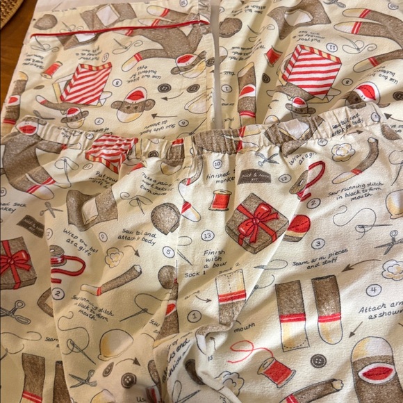 Nick & Nora Cream and Red Christmas  monkeys Pajama Set - Picture 12 of 12